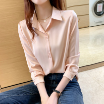 High-end Heavy Pound Genuine Silk Shirt Woman 2021 New mulberry silk pituality shirt French style pure color long sleeve blouse summer