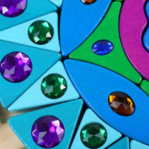 Color wooden gemstone blocks childrens puzzle early teaching shape cognitive desktop color spelling and combination beech wood