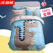 Pure cotton cartoon four-piece set boy cotton sheet quilt cover Childrens three-piece set bed sheet bedding Summer bedding