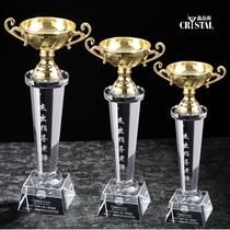 Creative metal award trophy Crystal Trophy Custom crystal medal Gold Cup Champion Trophy Free lettering