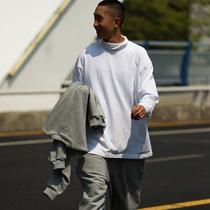 PIN SKTBS 21AW Fall new pure color High collar Long sleeves Japanese 100 lap casual male t-shirt inner lap