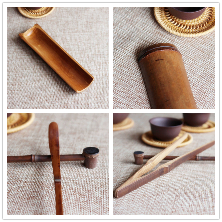 老竹赏茶荷 茶则 茶勺茶匙茶道六君子 功夫茶道配件 手工打磨