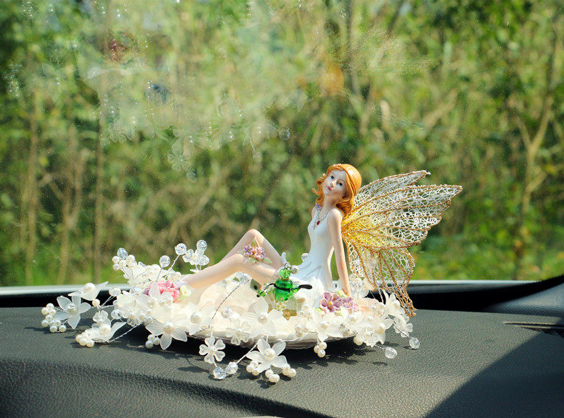 高档花仙子汽车香水座水晶车内装饰品摆件汽车用品男女生日礼物