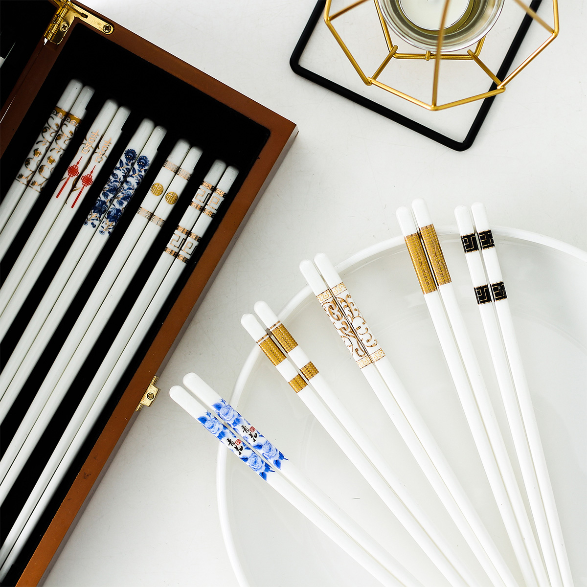 Up Phnom penh ivory chopsticks jingdezhen ceramic gifts sets gifts home iron chopstick mildewy resistant to high temperature