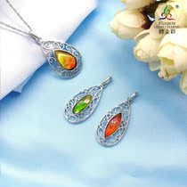Bi Jin Cai Canadian Spotted Snail 925 Silver Pendant Spotted Snail Fossil Crystal Film Spotted Stone