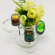 Bi Jincai S925 natural Canadian spotted gemstone cowhide leather bracelet resin coated spotted colored gem