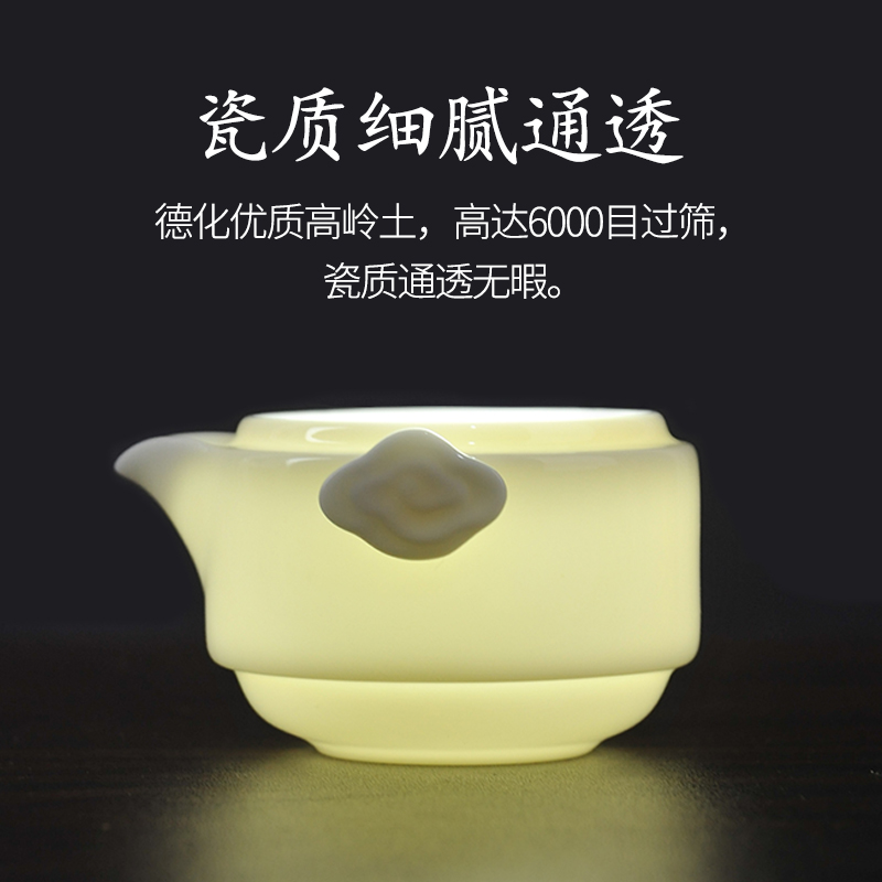 A pot of white porcelain crack cup 2 cups of contracted kung fu tea set travel small sets of portable teapot teacup household