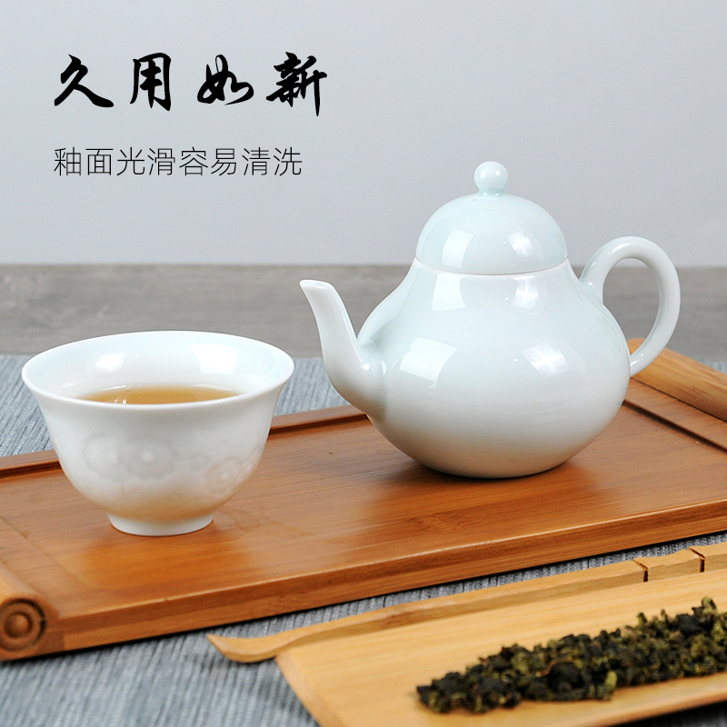 Ceramic teapot trumpet kunfu tea teapot jingdezhen porcelain tea set single pot hand antique jun DE pot of light