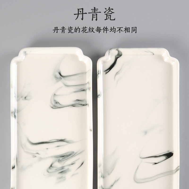 Small ceramic tea tray household contracted tea tray was rectangular Small Chinese simple dry tea table sitting room tea table