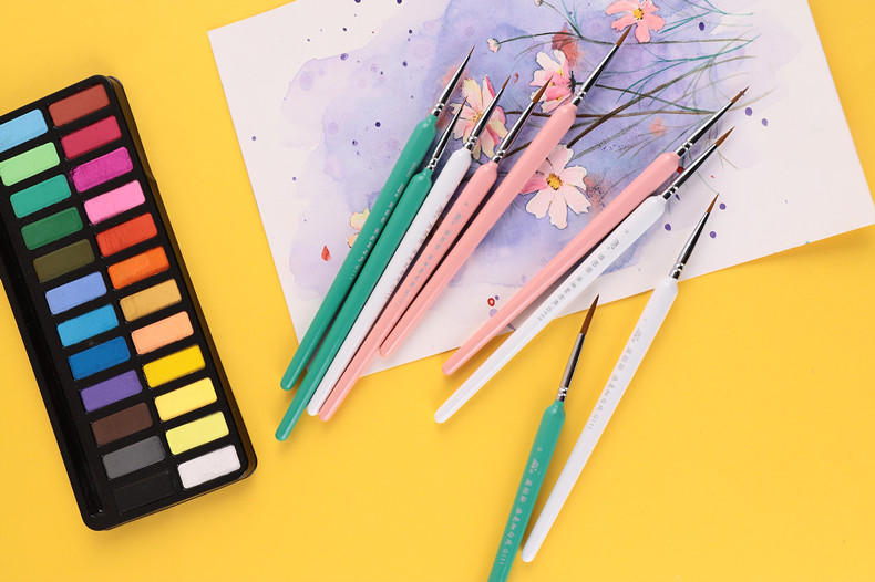 超细勾线笔狼毫水彩画笔特细勾边手绘国画工笔画衣纹线条小小毛笔