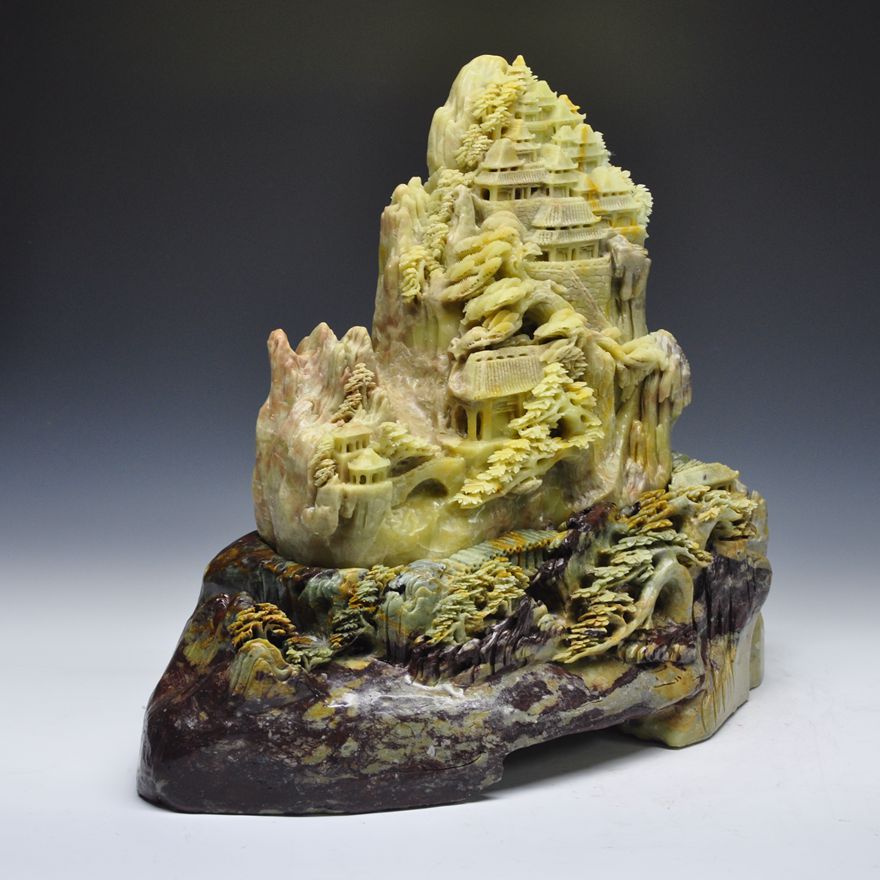 82斤山水大摆件《人间仙境》青田石雕 大气 收藏送礼