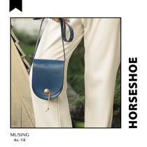 Heart Moring hand made MUSING | Horseshoe bag blue niche retro classic wild vegetable tanning leather shoulder shoulder bag