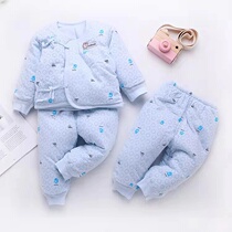 Newborn cotton coat suit pure cotton 6 baby clothes 0-3 months old baby warm winter padded clothes three-piece suit