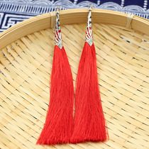 National romantic Su earrings long earrings Vintage Cheongsam accessories Dance performance square dancer earrings womens jewelry