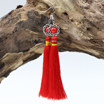 Chinese style accessories Yunnan impression ethnic style tassel earrings retro jewelry bride decorations ladies earrings