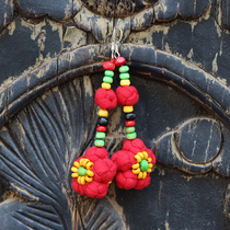 Yunnan handmade jewelry ethnic style earrings flower fabric earrings female retro art tassel earrings long sterling silver