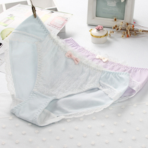 Day Ensemble Sexy All-cotton Ladies Underwear Butterfly Knot Low Waist No Marks Pure Cotton Triangle Pants Lace Elegant Princess