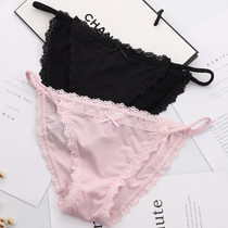 Elastic pro-skin ice Sexy Soft Slide Light Lady Underpants Fine Lace Low Waist Womens Triangle Pants