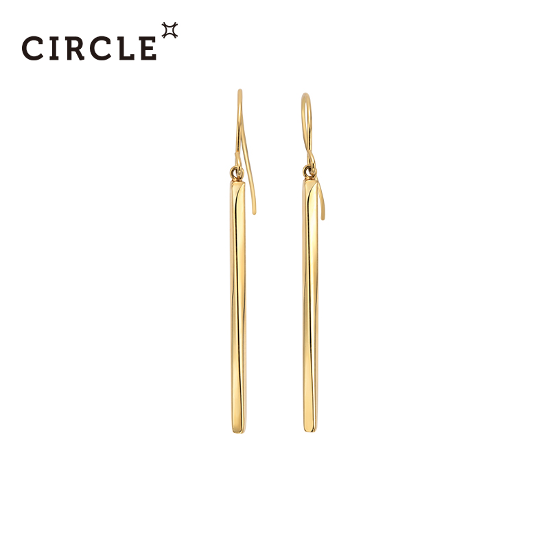 Circle轻奢珠宝 18K黄金耳环几何棍形状线条耳环 简约大气女