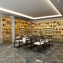 Custom shelf wine cabinet wall floor-to-ceiling wrought iron wine rack Wine cellar bar creative living room wine cabinet display rack