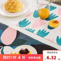Household placemats dustproof and waterproof oil barrier table mat rectangular cute Japanese hipster fabric cotton linen insulation mat