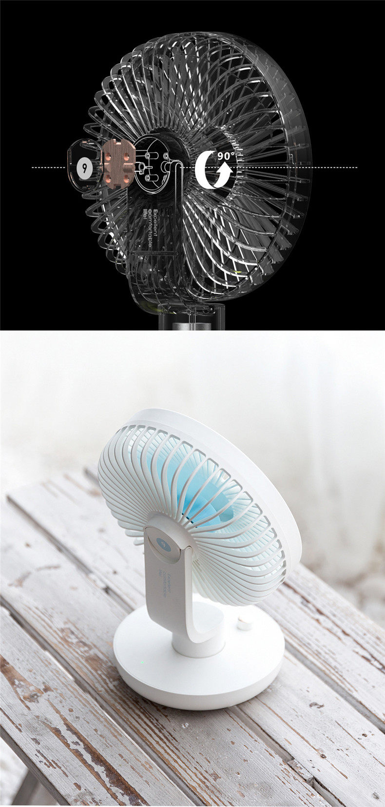 remax自动摇头小风扇迷你可充电静音电动小电风扇办公室桌上插头