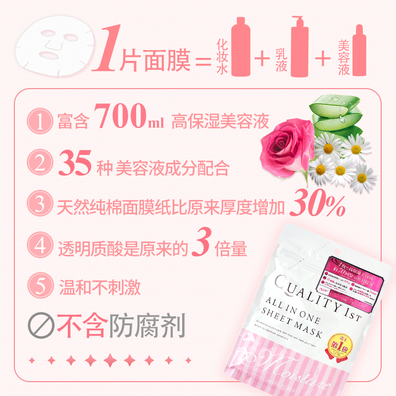 【跨境转运】quality first 皇后的秘密多效合一面膜7片-tmall.hk天猫国际产品展示图1