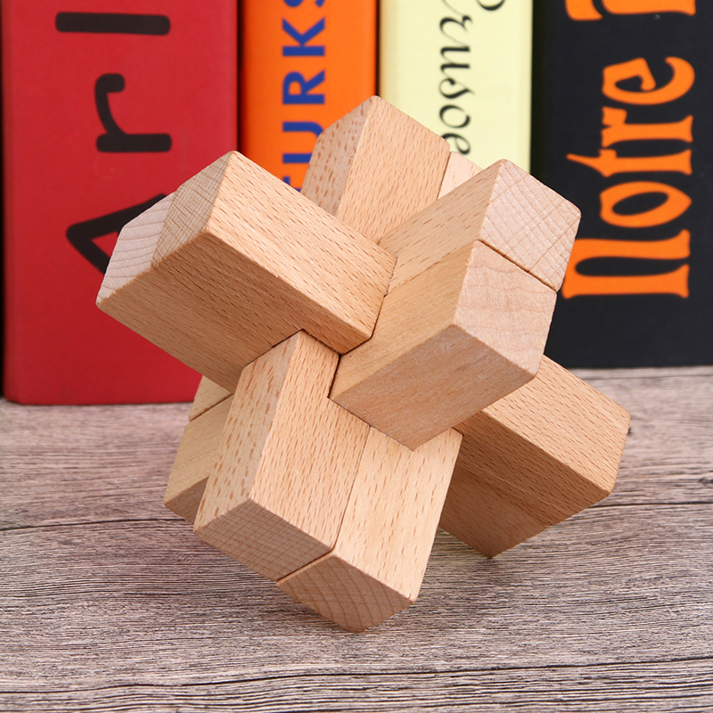 吉妮兔大号六根锁孔明锁成人儿童解环解扣解压木制益智玩具鲁班锁