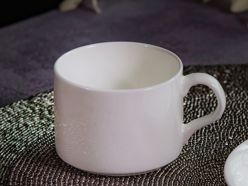 Jingdezhen ceramic contracted coffee cup dish suits for office, conference room, pure white coffee cup custom logo