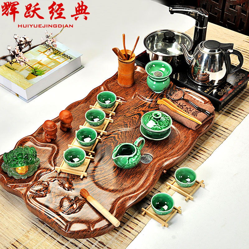 Hui, make tea sets purple kung fu tea set a complete set of ceramic household electric magnetic furnace technology wood tea tray of tea table