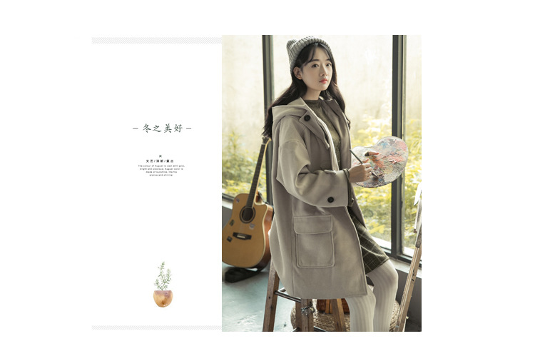 burberry牛角扣 清倉 學院風2020秋冬百搭學生大衣少女中長款牛角扣毛呢外套 burberry