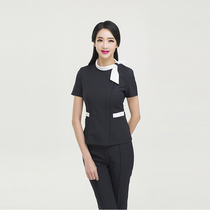 Summer new spa beautician work clothes professional set Pedicure Foot Bath technician uniform nail art embroidery nurse suit