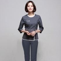 Summer beauty salon manager work clothes female beautician high-end set slim Korean temperament dress tooling
