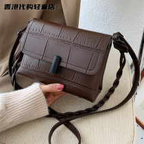 French MK II womens bag retro small square bag 2022 new genuine leather double-decker satchel 100 hitch leather single shoulder bag