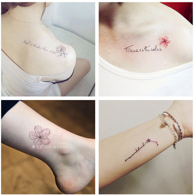 纹身贴防水 女持久 小清新可爱花草树叶锁骨脚踝韩国仿真纹身贴纸