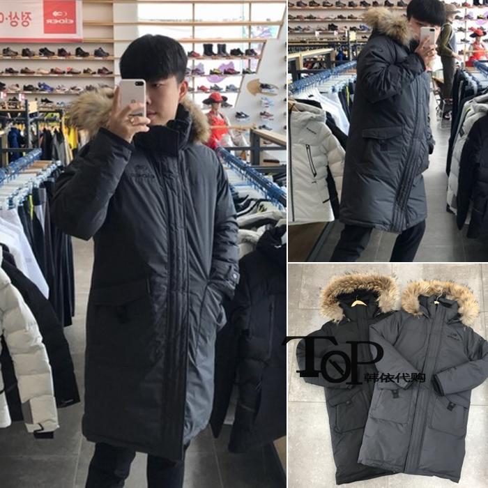 直邮韩国代购eider 17冬男中长款户外连帽保暖鹅绒羽绒服dmw17575_7折