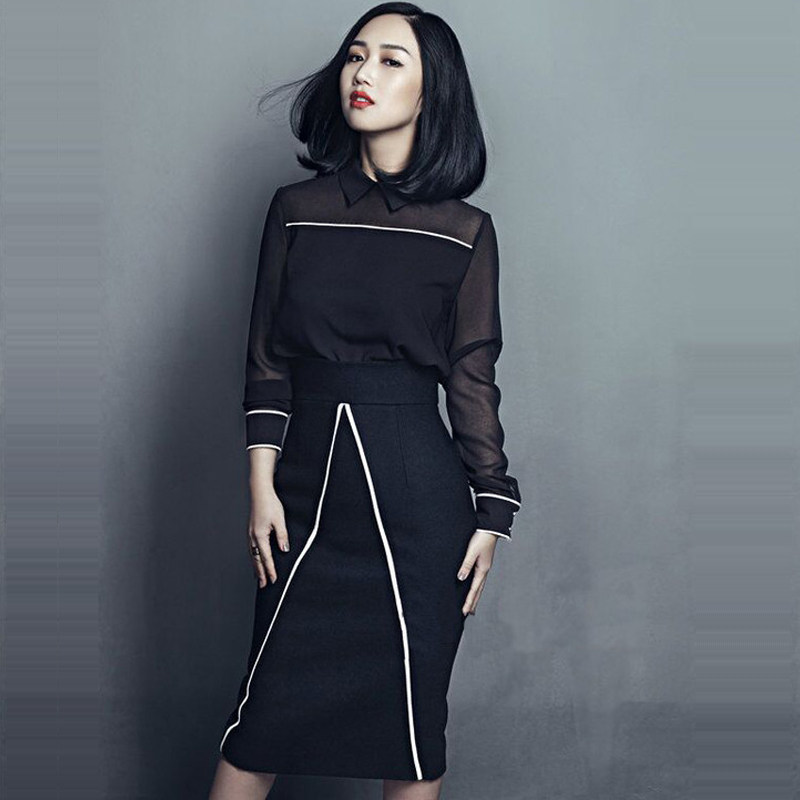 实拍8991 欧美高端大牌走秀款女装套裙黑色古