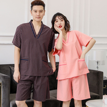Sweat steam clothes Female cute couple sauna clothes Ramie cotton linen bath clothes Massage clothes Han steam clothes large size plus fat physiotherapy clothes