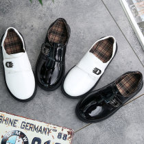 Boys leather shoes British style summer black and white leather shoes girls spring and autumn single shoes Korean version of the childrens leisure tide