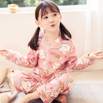 Kids Pajamas Girls Spring Autumn Pure Cotton Autumn Baby Girls Cotton Autumn Sets Big Kids Home Clothing Long Sleeve