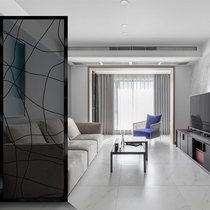 Modern simple black and white light luxury minimalist art glass partition bedroom screen entrance decoration living room fashion