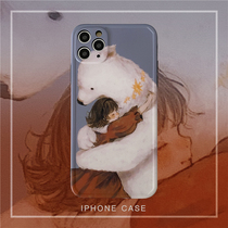 Play win girl hug bear 12 11ProMax Apple X XS XR SE mobile phone case iPhone7p female 8plus silicone all-inclusive border anti-fall protection set personality creation