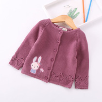 Baby small coat 6 months baby knitted cardigan 0 a 1-year-old girl sweater outside with 2 princess cotton spring and autumn clothes