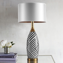 Living room table lamp light luxury master bedroom large zebra pattern designer new bedroom bedside table lamp Villa modern simple
