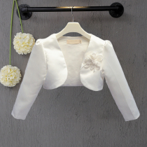 Girls wedding Shawl Long Sleeve Princess dress Small cloak Childrens white short dress outside cardigan shawl spring and autumn