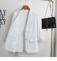 White thin short-sleeved blazer niche design homemade thin air-conditioning shirt small suit wild skirt suit