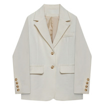 Apricot white small blazer niche design British style homemade spring and autumn Korean version of womens suit blazer