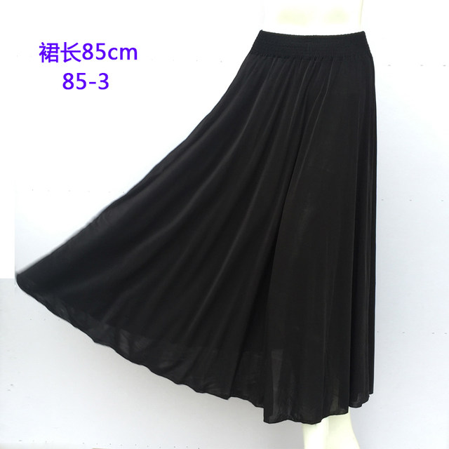 ຊຸດກະໂປງລະດູຮ້ອນຂອງແມ່ຍິງທີ່ມີແອວ elastic, ສິ້ນຍາວ 85 ຊມ, ມີສີສັນ, sundress hem ຂະຫນາດໃຫຍ່, ຜ້າໄຫມຂອງແມ່ໃສ່ກັບ skirt ຍາວ.