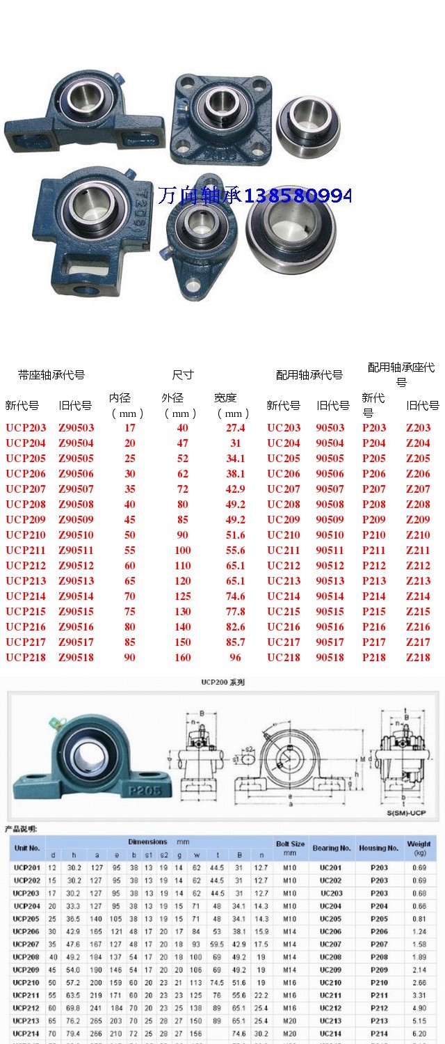 外球面轴承 带座轴承 立式轴承ucp206/z90506 内径30mm 含轴承