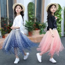 Girls' dress 2022 summer new fluffy dress big kids' fashionable dress summer gauze dress western style cake dress